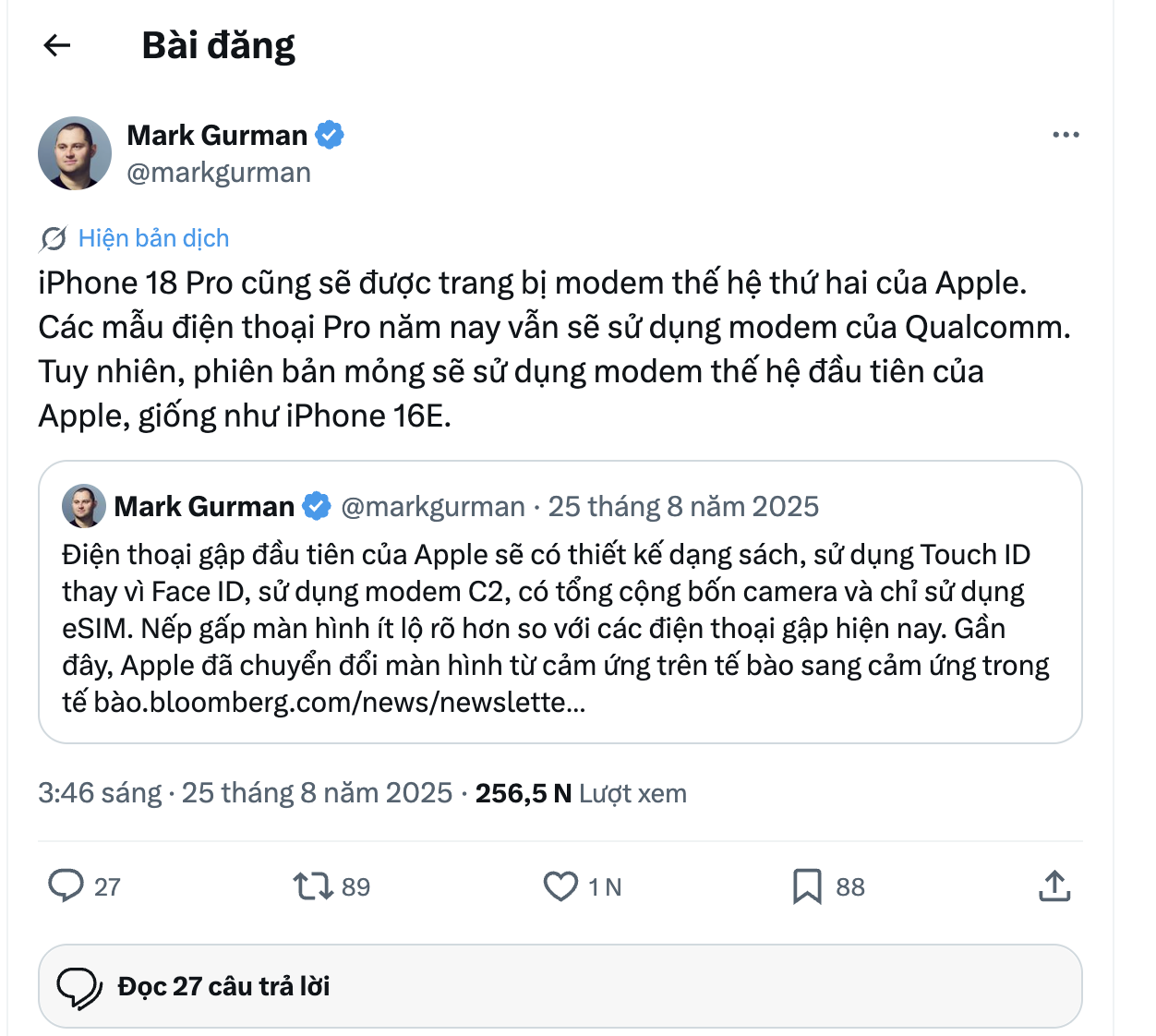 Năm 2026 được dự báo sẽ là một bước ngoặt lịch sử khi Apple chính thức làm chủ công nghệ kết nối với mẫu modem tự thiết kế thế hệ thứ hai trên iPhone 18