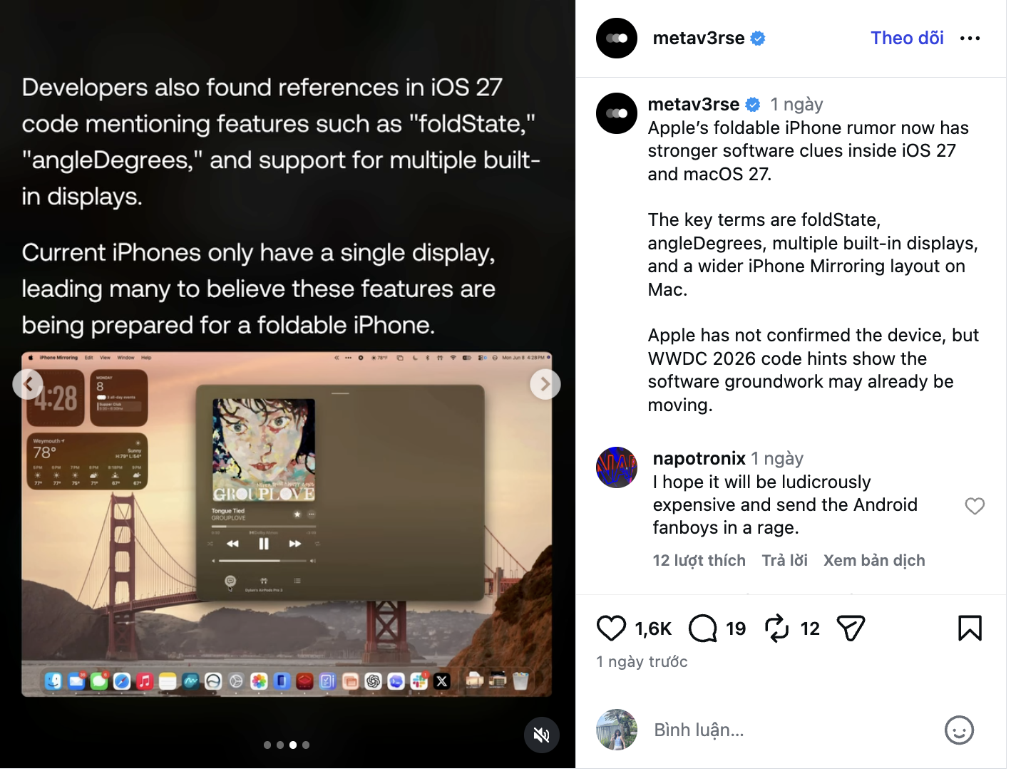 iOS 27 ra mắt, vô tình hộ “hint” về iPhone gập đầu tiên của Apple
