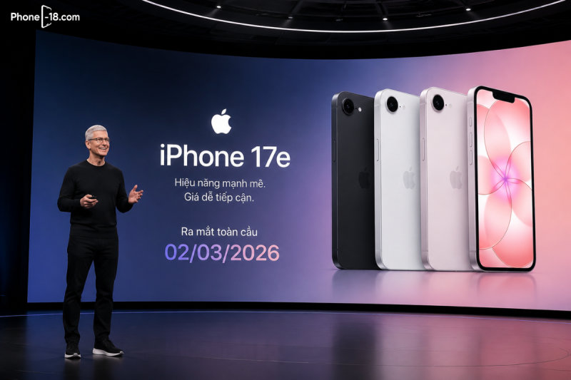 Apple đã công bố dòng sản phẩm giá rẻ iPhone 17e qua thông cáo báo chí vào ngày 02/03/2026 để tối ưu doanh thu cả năm