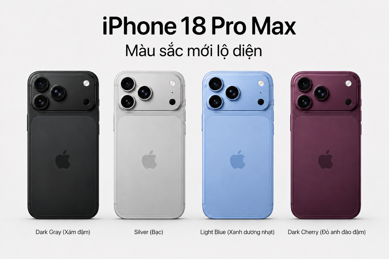 iPhone 18 Pro Max có mấy màu? 4 sắc thái dẫn đầu xu hướng 2026
