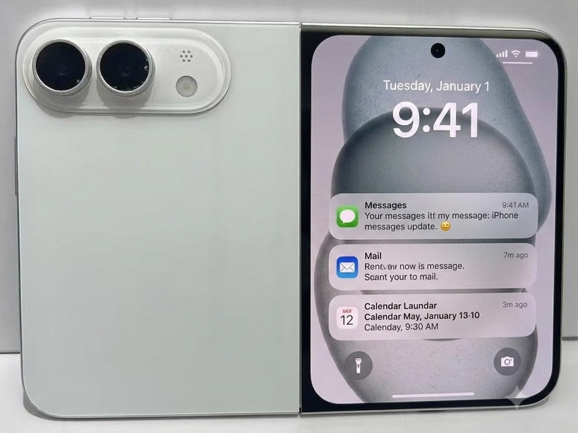 iPhone 18 Ultra – dummy model dạng sách gập, màn hình trong 7.8 inch. (Nguồn: Sonny Dickson / Notebookcheck)