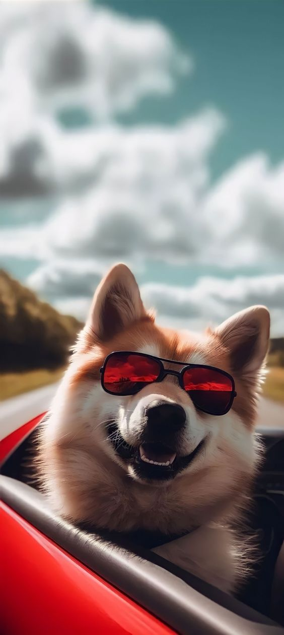 Hình nền chú chó đeo kính đen cool ngầu đáng yêu
