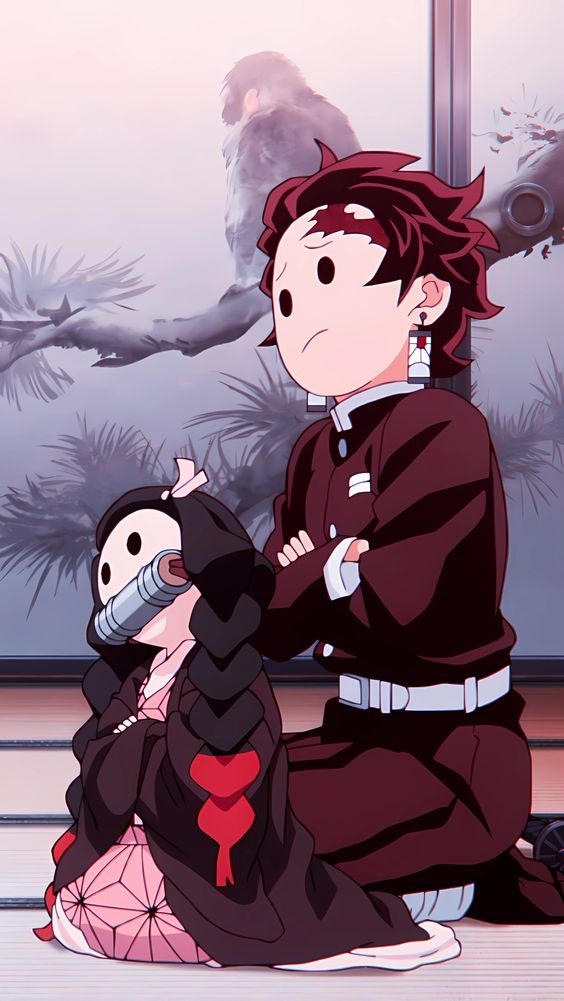 Hình nền 2 nhân vật anime đáng yêu trong trang phục truyền thống Nhật Bản