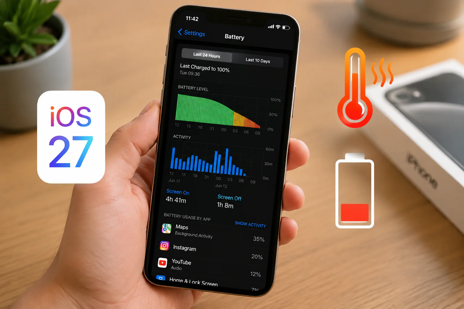 iOS 27 đang dần cải thiện các vấn đề về pin và nhiệt độ máy