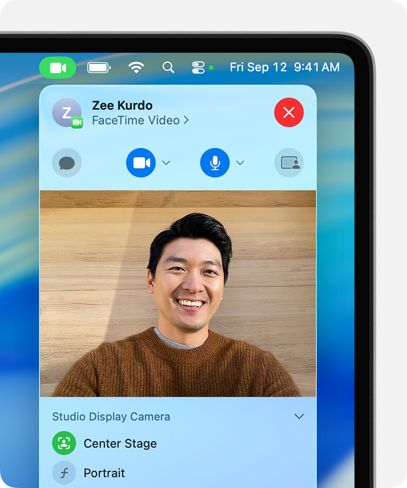 Trong các cuộc gọi FaceTime hoặc ứng dụng video tương thích, camera sẽ tự động theo dõi chuyển động nhỏ của người nói với Center Stage