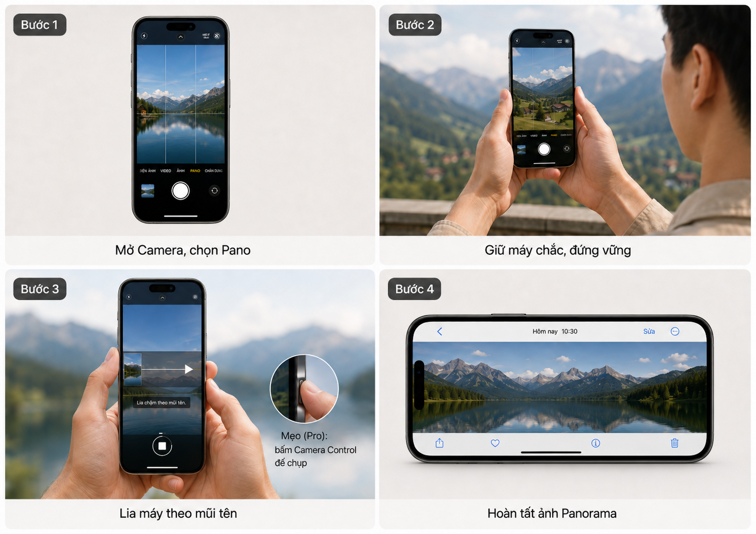 Hướng dẫn từng bước chụp ảnh panorama trên iPhone 18
