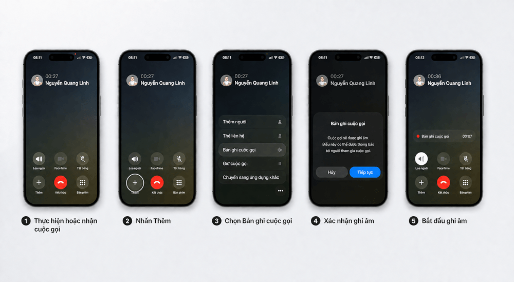 iphone 18 có ghi âm cuộc gọi được không
