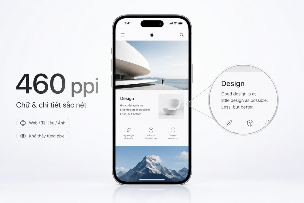 iPhone 18 mật độ điểm ảnh 460 ppi