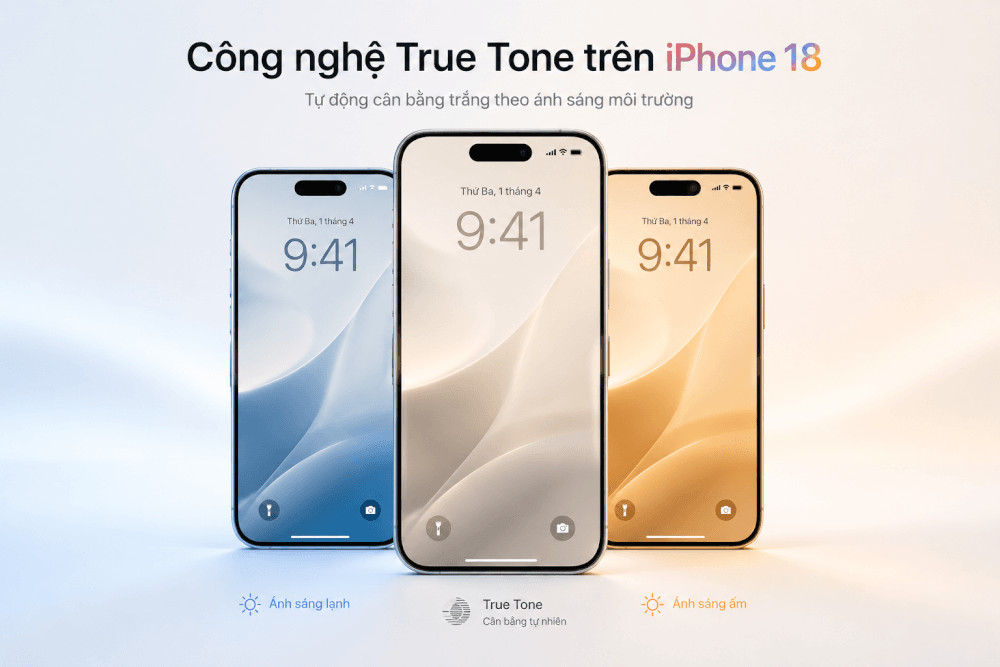 Công nghệ True Tone tiếp tục đóng vai trò điều chỉnh nhiệt độ màu dựa trên ánh sáng môi trường