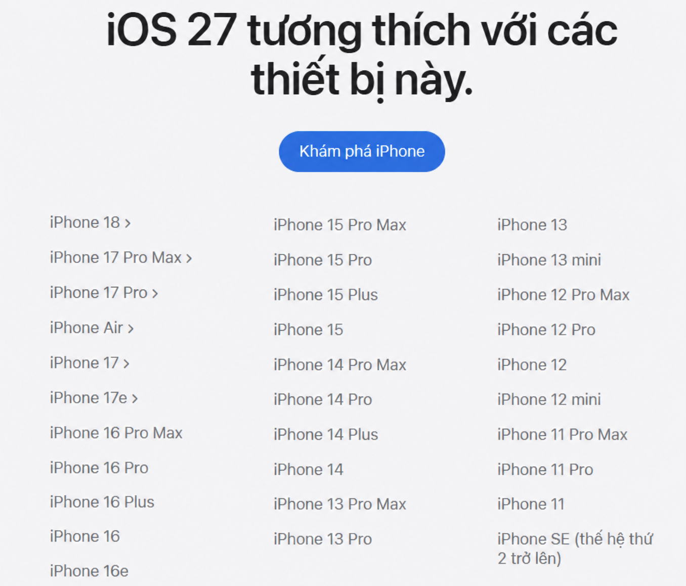 iOS 27 hỗ trợ máy nào? Sự khác biệt giữa các thế hệ máy khi lên iOS 27