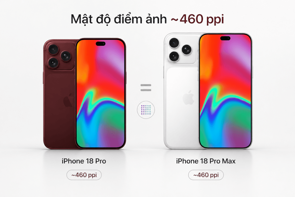 iPhone 18 mật độ điểm ảnh 460 ppi: Ý nghĩa và so sánh chi tiết